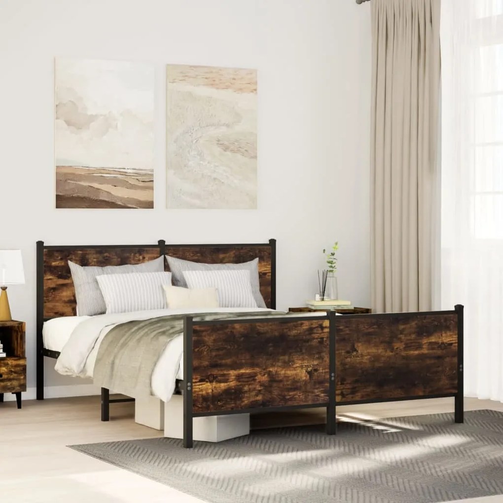 Giroletto Senza Materaso İn Metallo Rovere Fumo 140x200 Cm /
