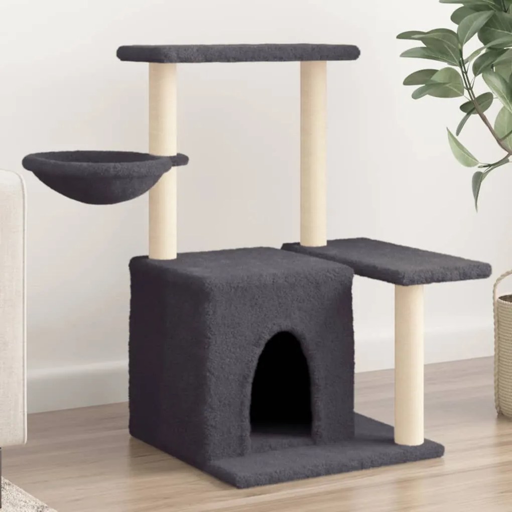 Albero per gatti con tiragraffi in sisal grigio scuro 83 cm