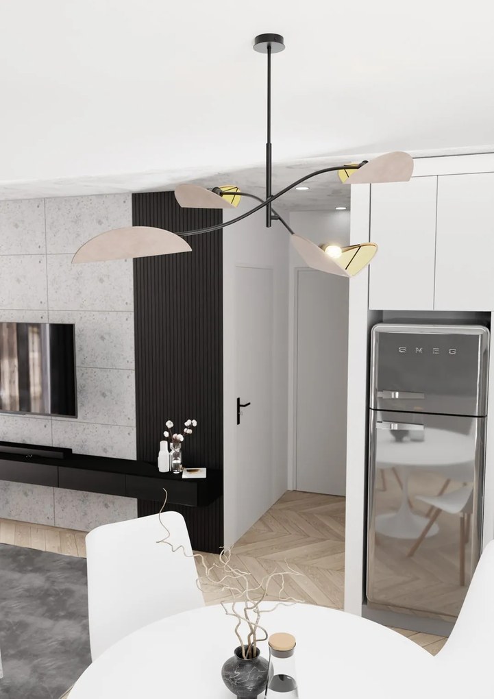 Plafoniera Moderna Ares Acciaio Nero Grigio 4 Luci E14 Ip20