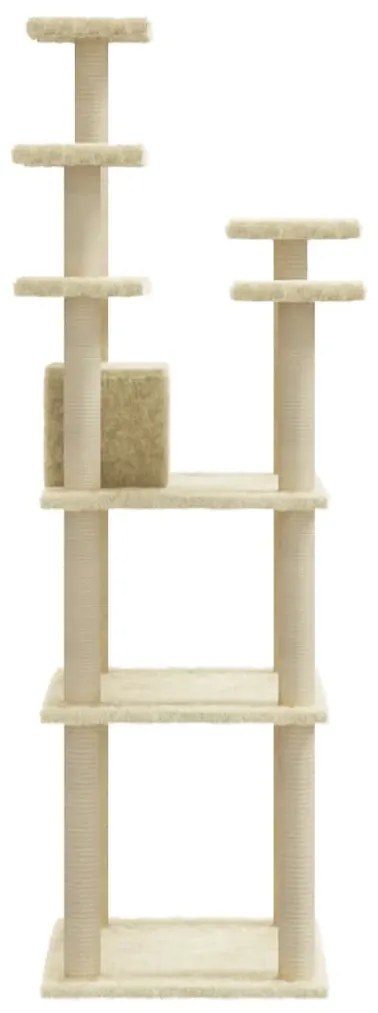 Albero per Gatti con Tiragraffi in Sisal Crema 171 cm