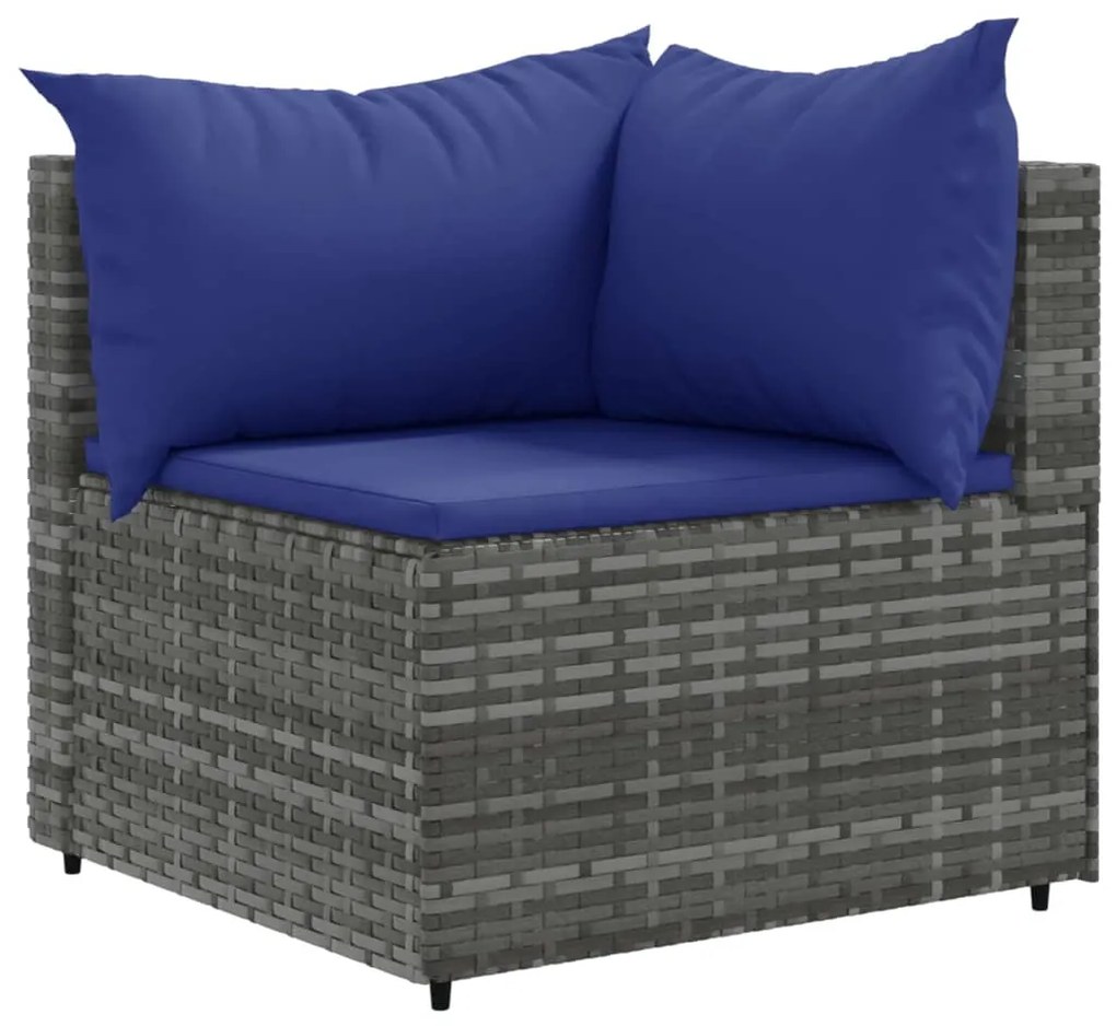 Set divani da giardino 9 pz con cuscini in polyrattan grigio