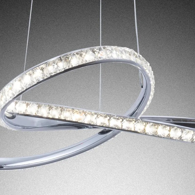Lampadario LED glamour Kim cromo Ø58cm, luce naturale 3050 lumen, NOVECENTO