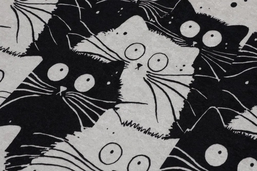 Set di tappetini per il bagno neri/grigi 2 pz 60x100 cm White Cats – Foutastic