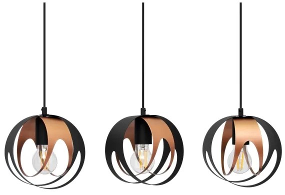 Lampadario a sospensione con filo MOONLIGHT 3xE27/15W/230V nero/rame