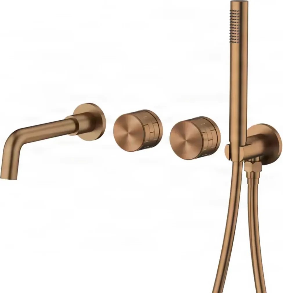 Miscelatore vasca da incasso ELITE EDITION BBTC1658 con bocca girevole, nero opaco o argento spazzolato — Oro rosa spazzolato