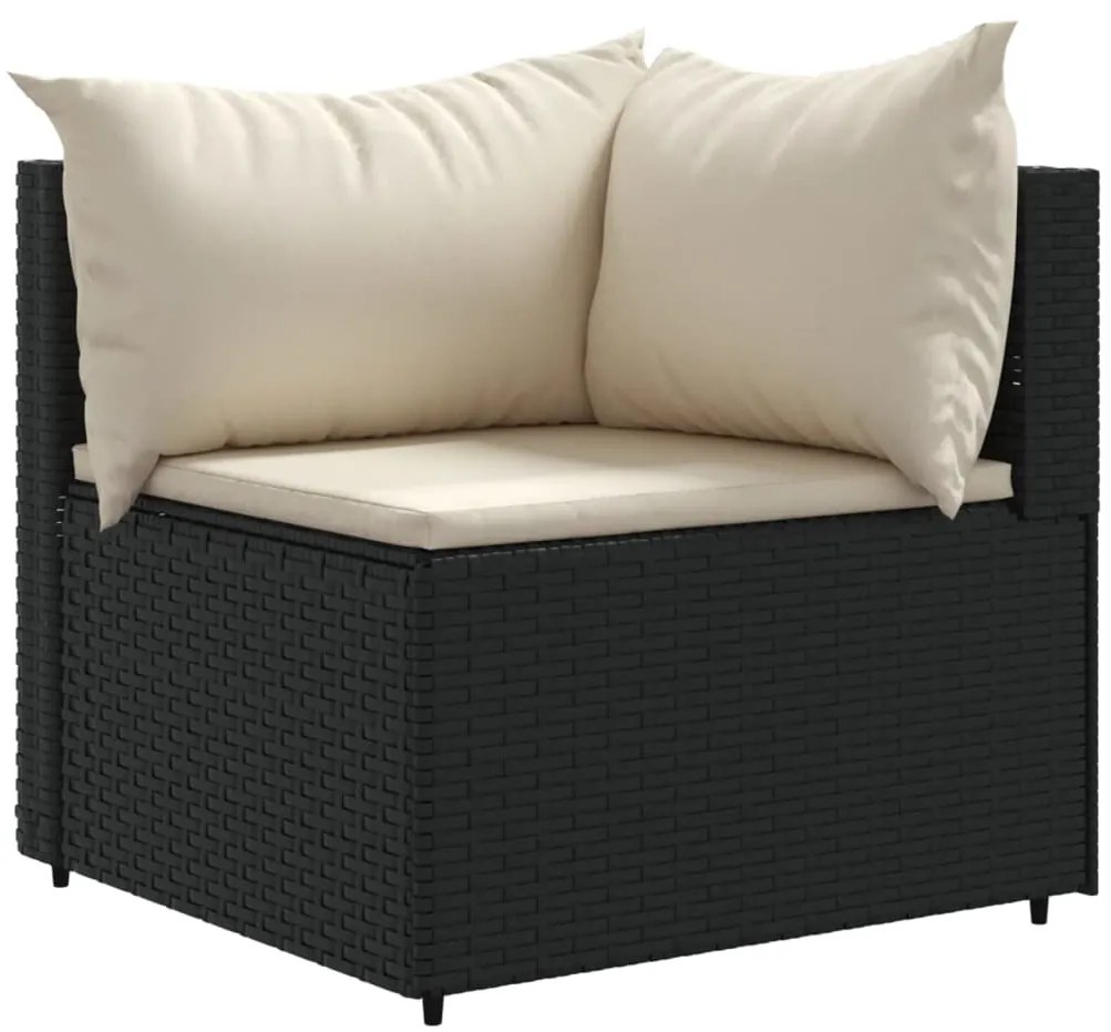 Set salotto da giardino con cuscini 7pz nero polyrattan