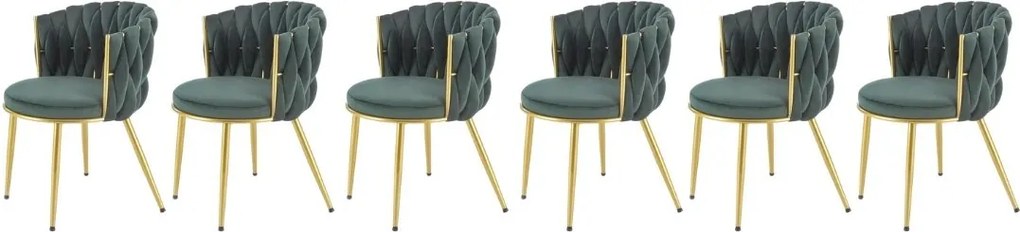 Set di 6 sedie K517 velluto verde/oro