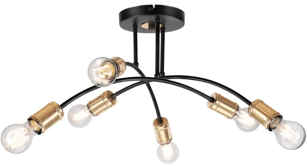 Lampadario a plafone ANYA 6xE27/15W/230V nero/oro