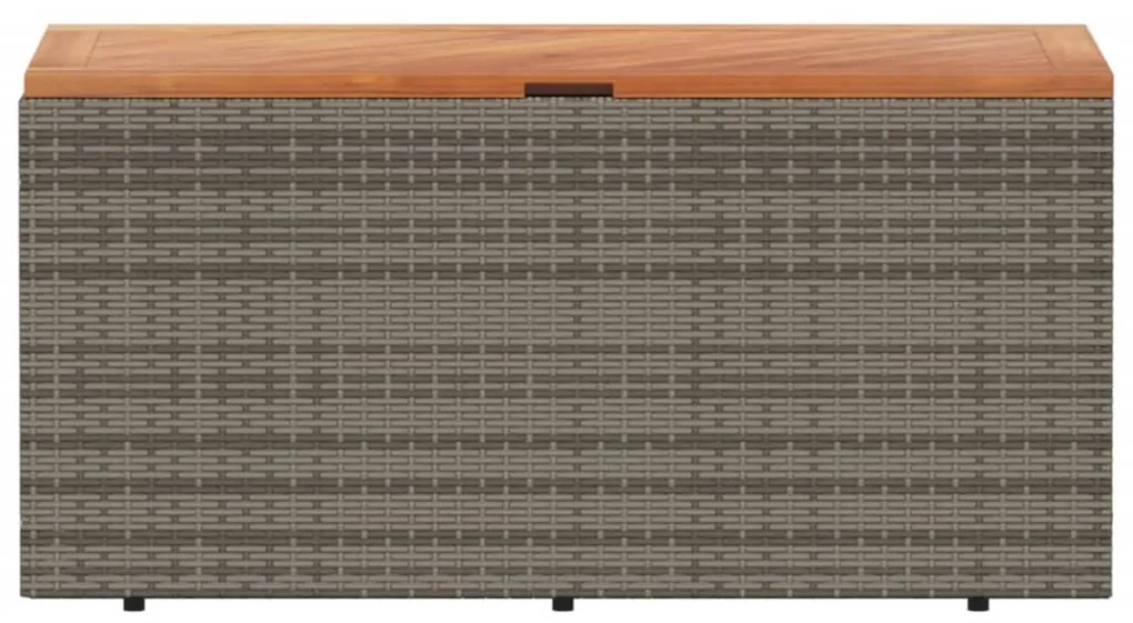 Contenitore giardino grigio 110x50x54cm polyrattan legno acacia