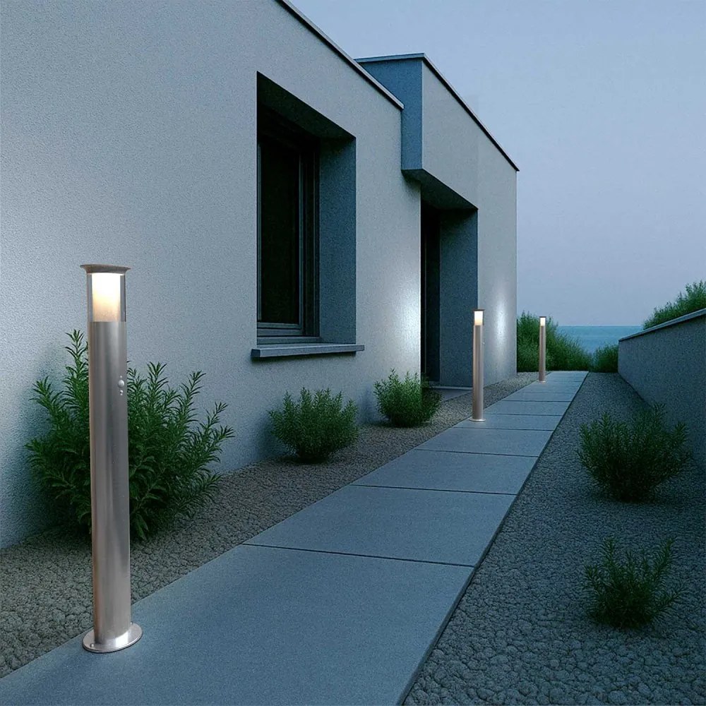 Paletto Solare 80cm in Acciaio Inox con Sensore Movimento e Picchetto Colore Bianco Naturale 4.000K