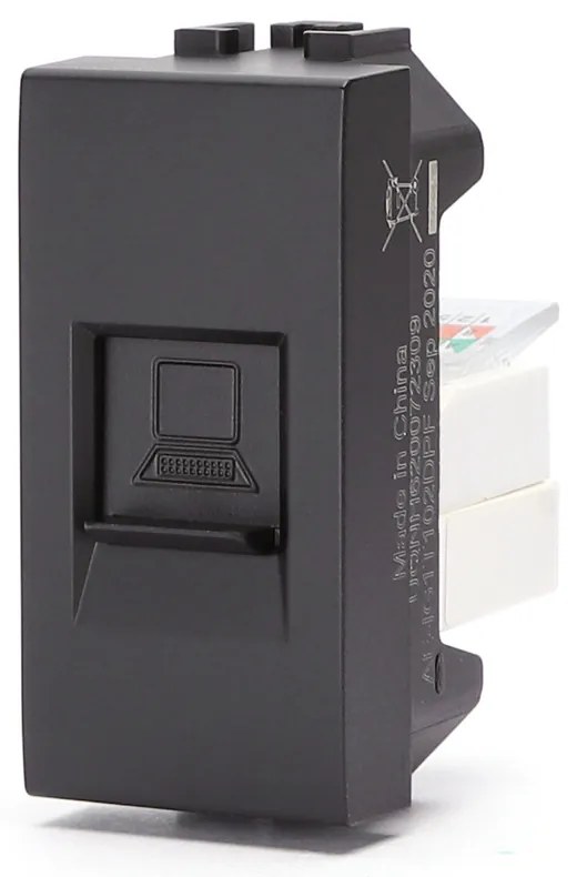 Presa Dati LAN RJ45 Cat5e UTP nera compatibile anche con BTicino Livinglight