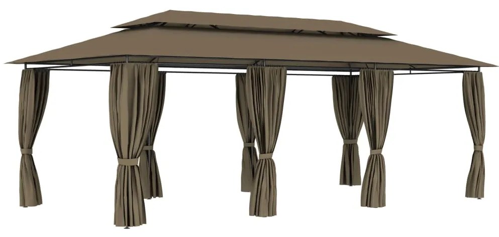 Gazebo Con Tende 600x298x270 Cm Grigio Talpa 180 G/m² /
