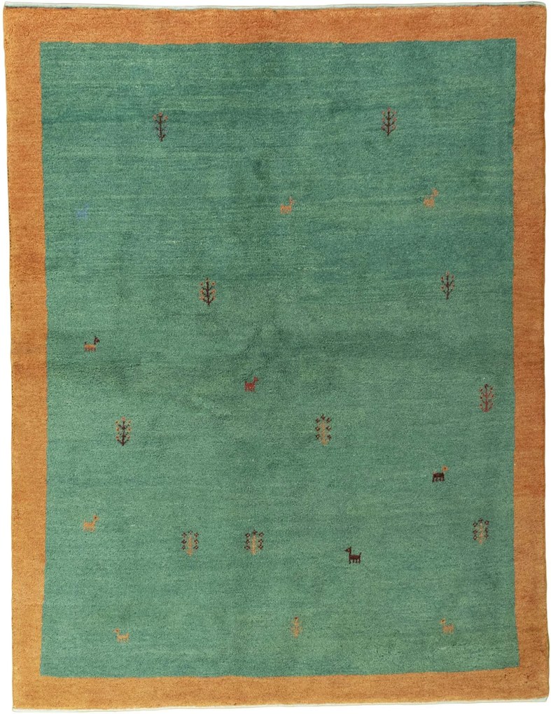 Gabbeh Tappeto persiano 160x200 Verde (Iran) Annodato A Mano