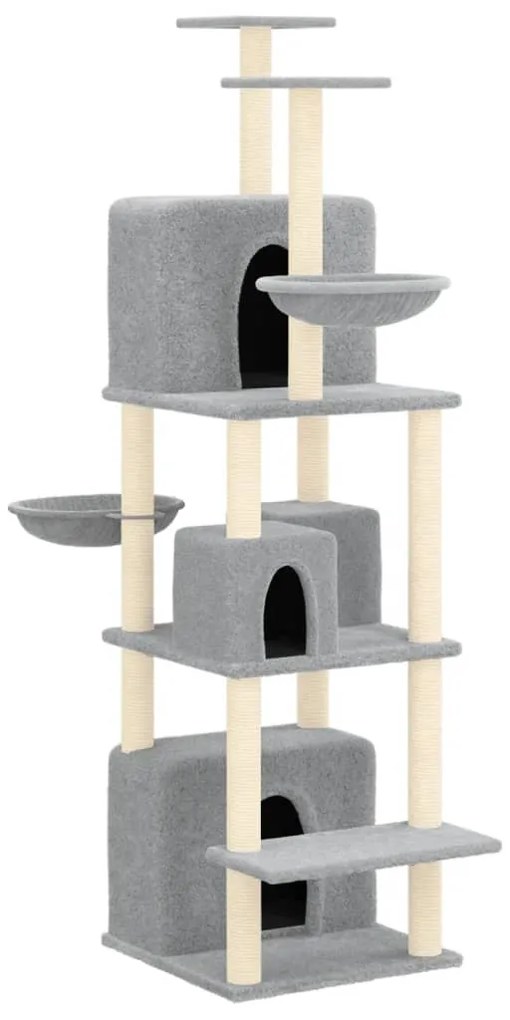 Albero per gatti con tiragraffi in sisal grigio chiaro 180 cm