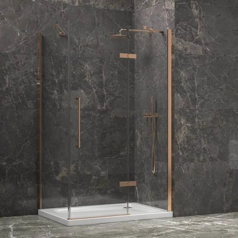 Kamalu - Box doccia 90x90 telaio colore rame porta battente laterale fisso 90cm | KT5000RG