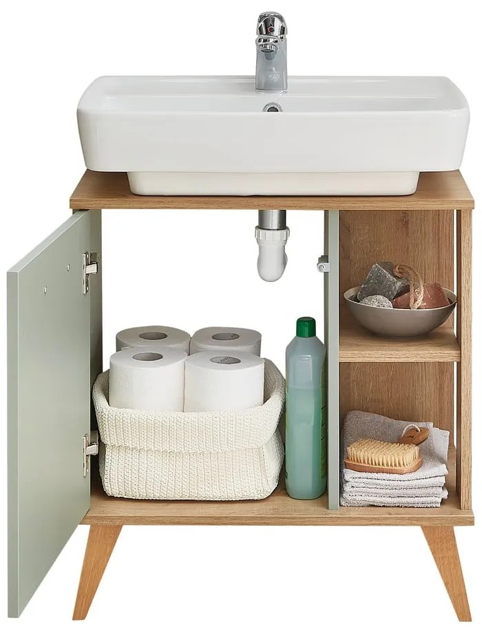 Mobile verde sotto il lavabo in rovere 60x65 cm Set 963 - Pelipal