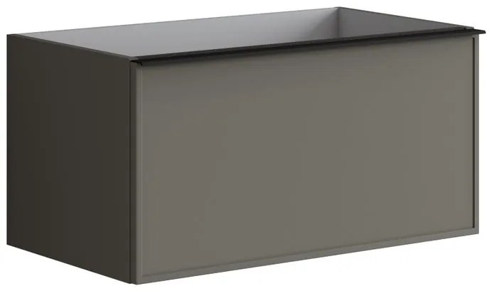 Mobile da bagno sotto lavabo Pixel frame frontale grigio carbone e maniglia alluminio nero laccato opaco L 80 x H 40 x P 45.5 cm 1 cassetto, lavabo non incluso