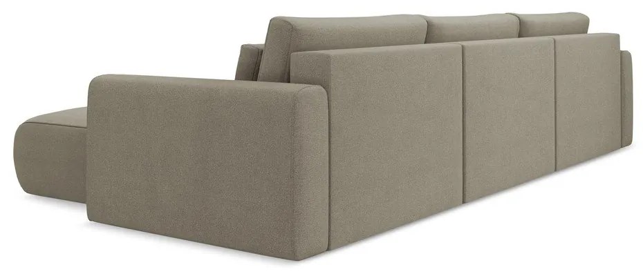 Divano angolare marrone chiaro allungabile/con contenitore (a U) Kapua – Makamii