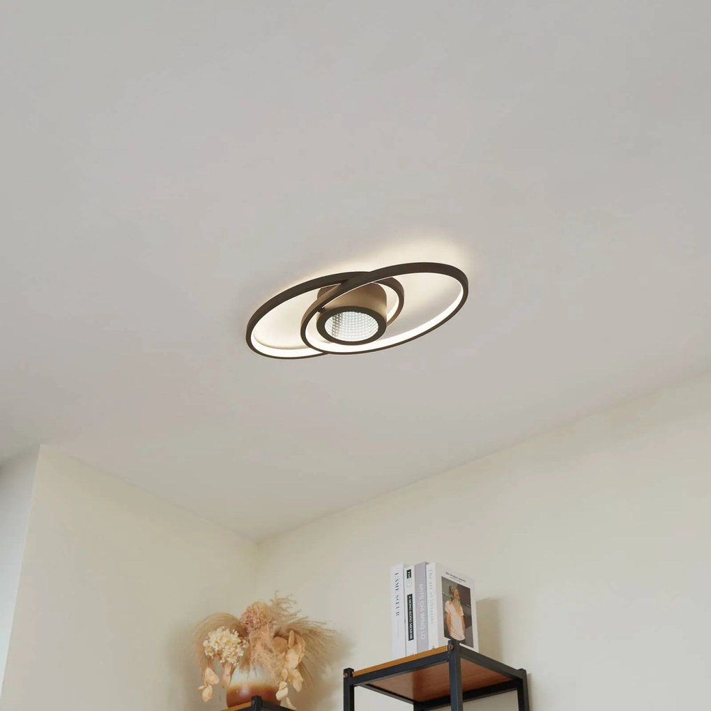 Plafoniera a LED Thalina Lindby, dimmerabile, Nero, Soggiorno / Sala da pranzo, Metallo, Moderno, Plafoniera LED