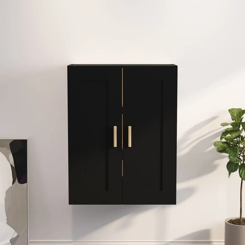 Mobile A Parete Nero 69,5x32,5x90 Cm İn Legno Multistrato /