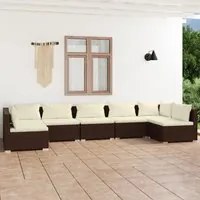 Set Divani da Giardino 7 pz con Cuscini in Polyrattan Marrone 3101890