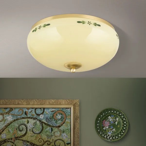 Orion DL 7-674 - Plafoniera LANDHAUS 3xE27/60W/230V diametro 35 cm ottone/beige