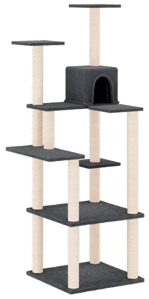 Albero per gatti con tiragraffi in sisal grigio scuro 153 cm