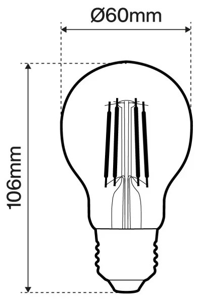 Lampada LED E27 6W a Filamento A60, No Flickering - Serie DarkLight Colore  Bianco Naturale 4.000K