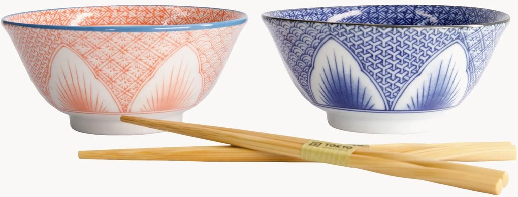 Set di 2 ciotole in porcellana Lily Flower