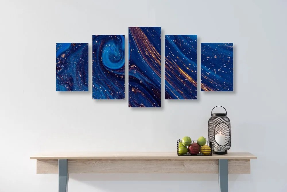 Quadri 5 pezzi – Astrazione blu