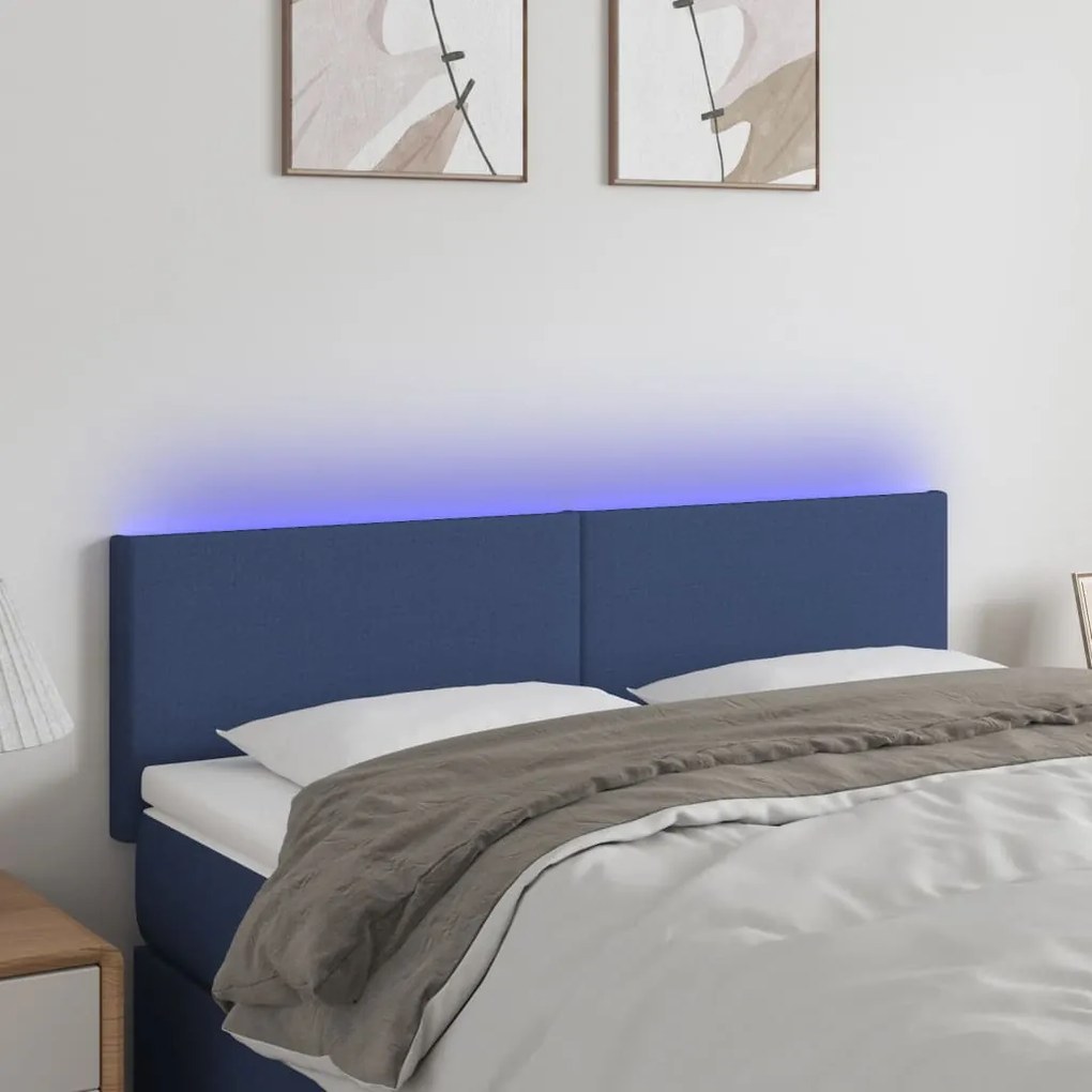 Testiera A Led Blu 144x5x78/88 Cm İn Tessuto /
