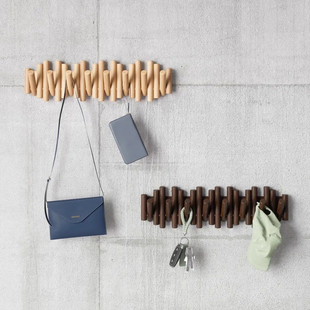 Attaccapanni da parete di colore naturale in pino massiccio 61 cm Picket – Umbra