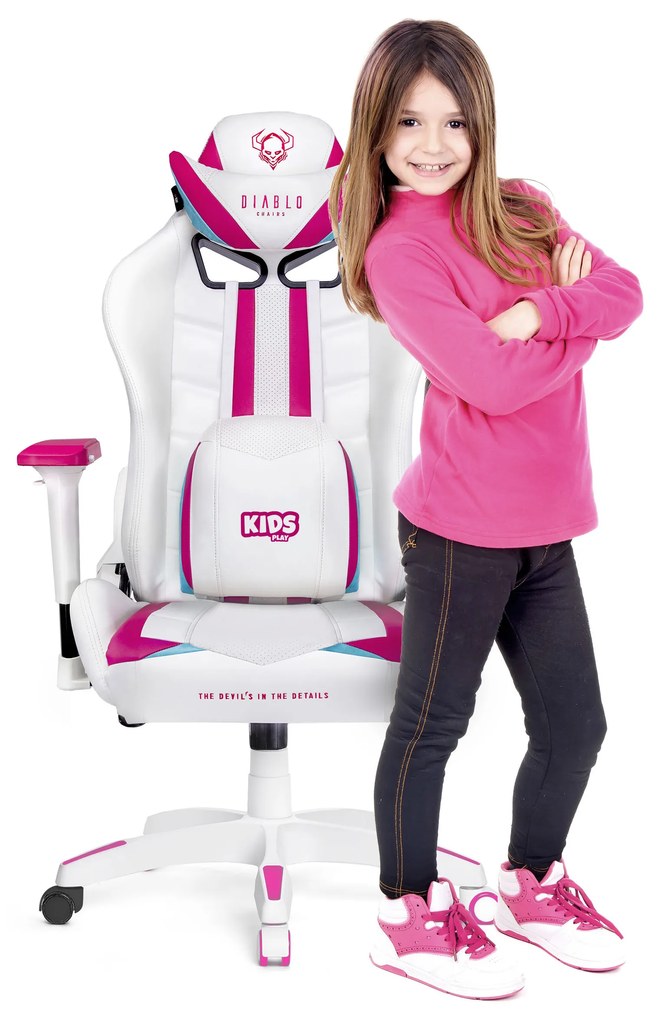 Sedia girevole da bambino Diablo X-Ray Kids Size: Bianco Rosa