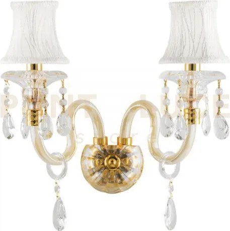 Applique a parete monet oro 2 luci attacco e14 40x24x37cm in vetro ...