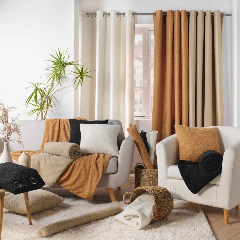 Coperta beige in vello 180x220 cm Curly Wooly – douceur d'intérieur