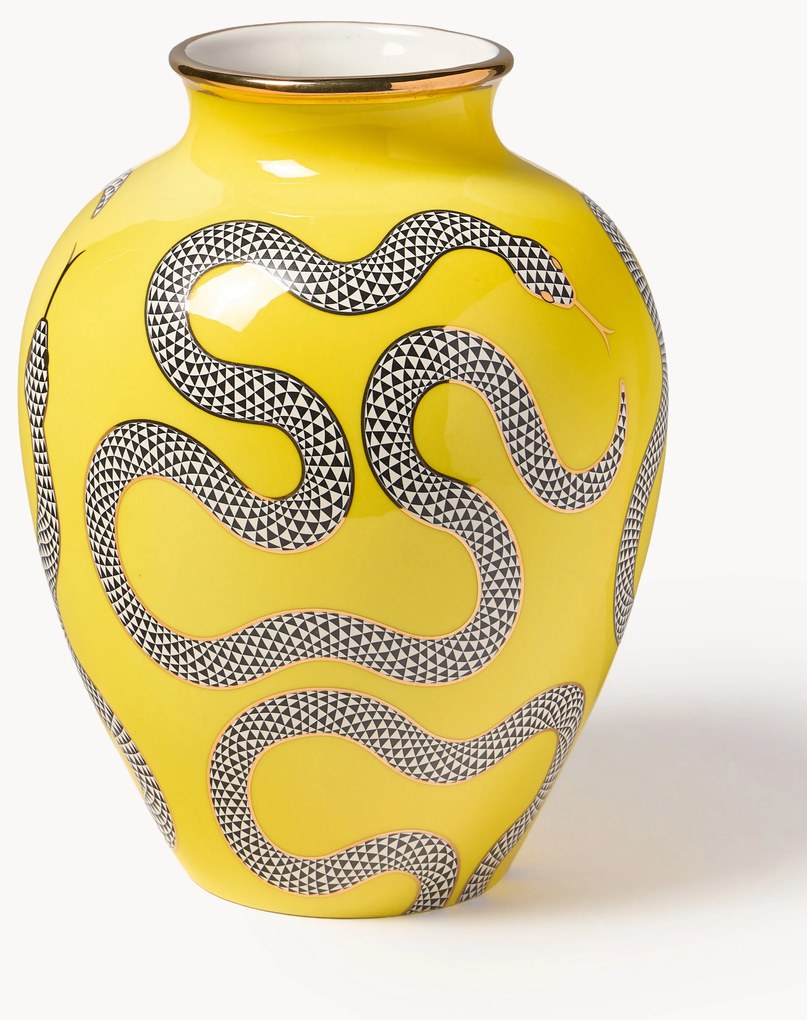Vaso in porcellana con accenti dorati Eden, alt. 27 cm