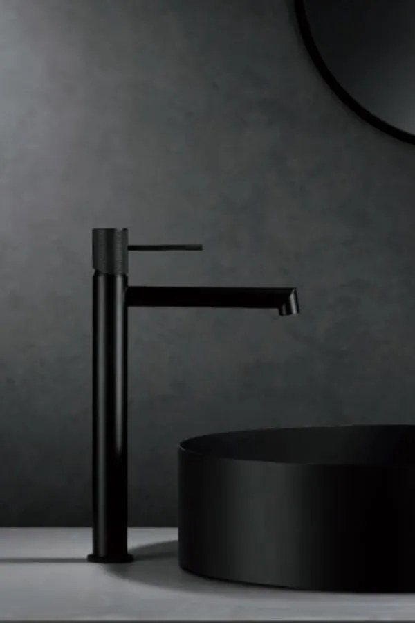 Coppia rubinetti miscelatore lavabo alto e bidet senza scarico in ottone nero opaco Melin