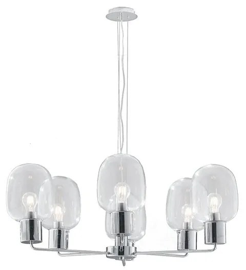 Lampadario Neoclassico Fellini grigio paralume trasparente 6x E27 LUCE AMBIENTE DESIGN
