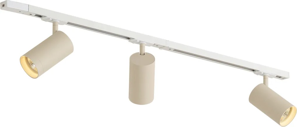 Sistema di illuminazione a binario moderno con 3 faretti bianco e beige 1 fase GU10 70mm - Iconic Jeana Luxe