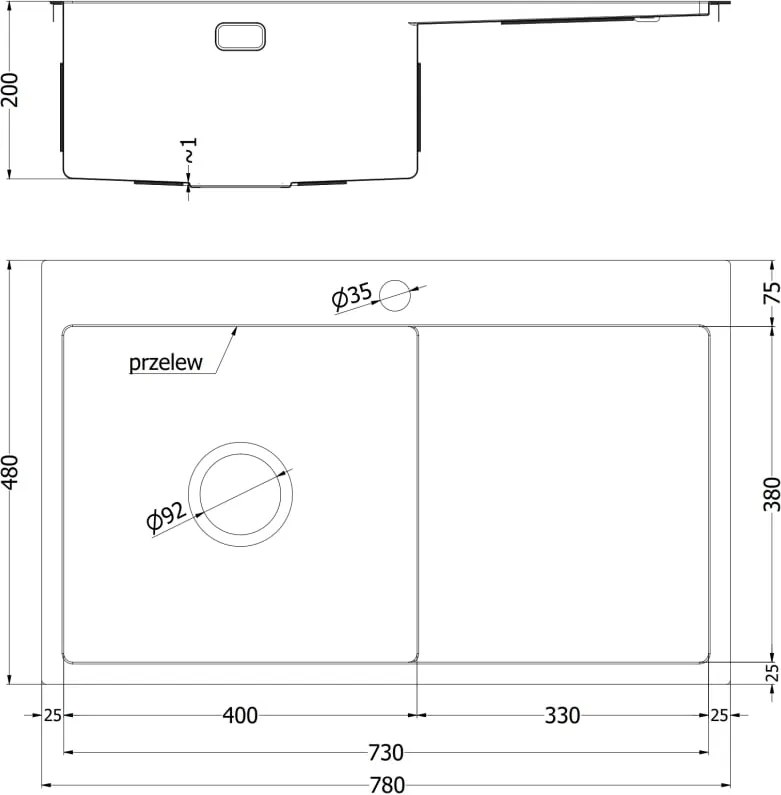 Mexen Exar lavello in acciaio inox a 1 vasca con scolapiatti, destro 780 x 480 mm, rame HC - 6434781010P-65HC