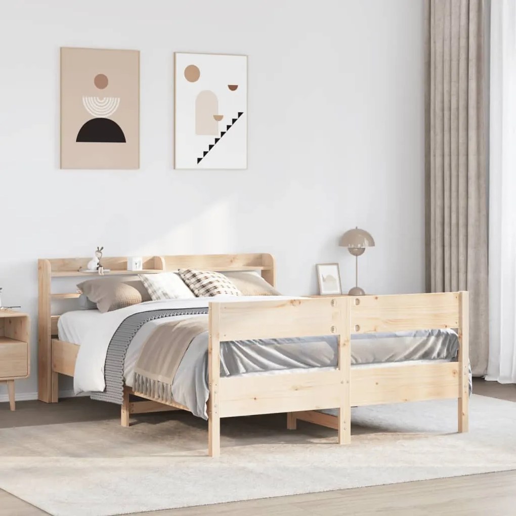 Letto Senza Materasso 140x200 Cm İn Legno Massello Di Pino /