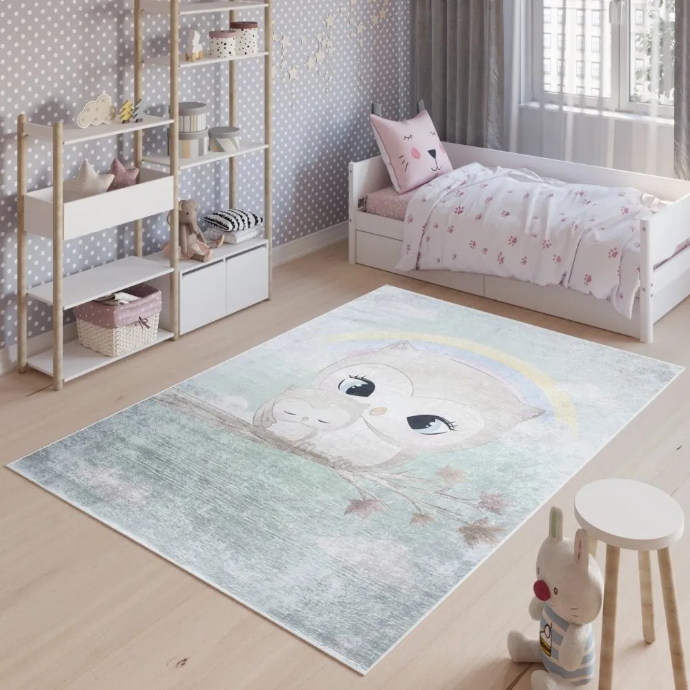 Tappeto per bambini con motivo di adorabili gufi Larghezza: 120 cm | Lunghezza: 170 cm