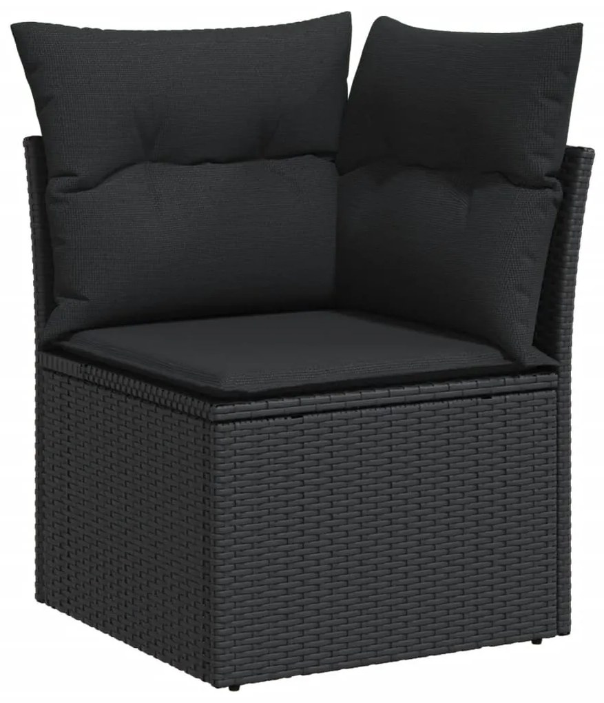 Set divani da giardino 13pz con cuscini nero in polyrattan