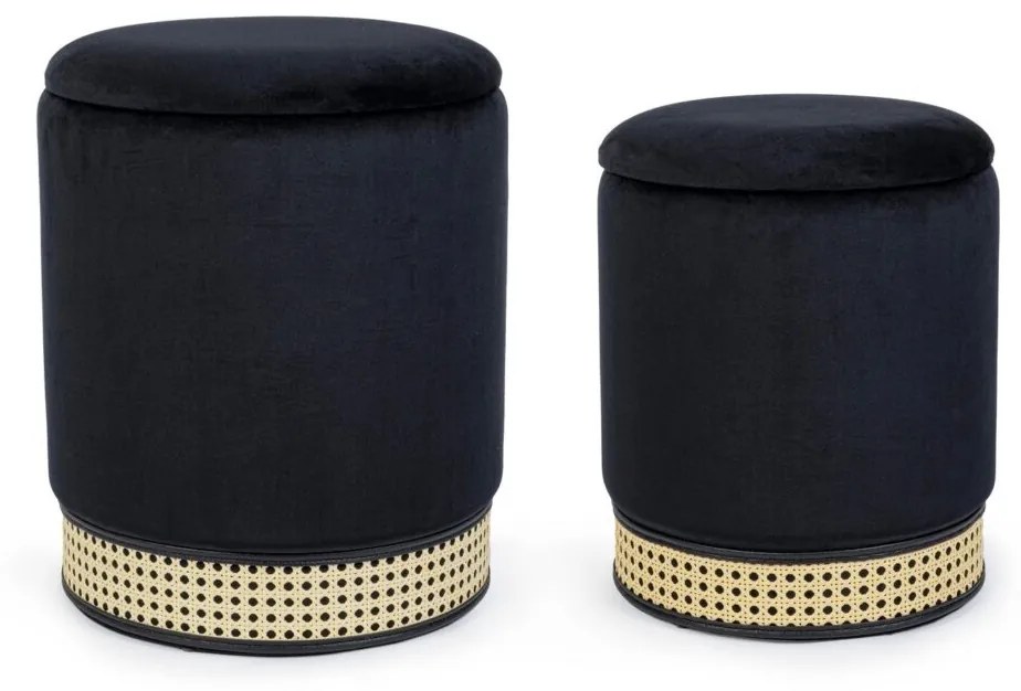 Set di 2 pouf MILENA nero