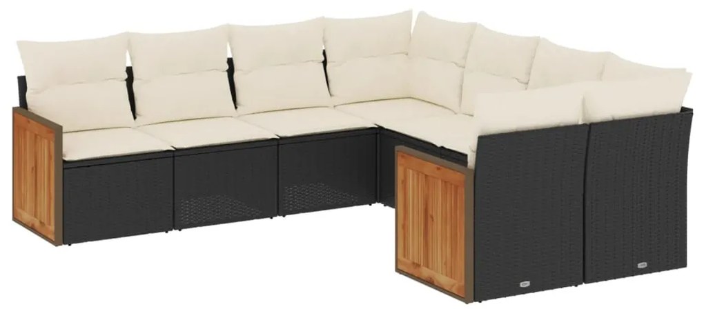 Set Divani da Giardino con Cuscini 8 pz Nero in Polyrattan