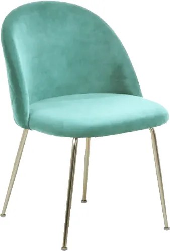 Sedia poltroncina in velluto Acquamarina con gambe in metallo Oro - PARIS 2 sedie