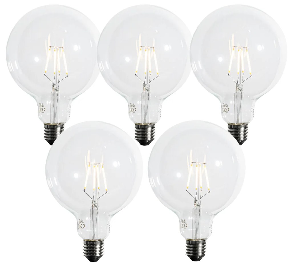 Set di 5 lampadine LED E27 dimmerabili a 3 livelli con filamento a spirale G125 4W 450 lm 2700K