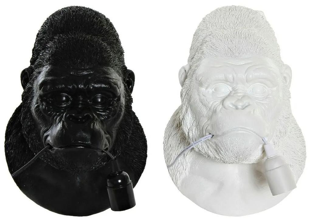 Applique DKD Home Decor Bianco Nero Resina Gorilla (2 pcs) (23 x 19 x 32 cm)
