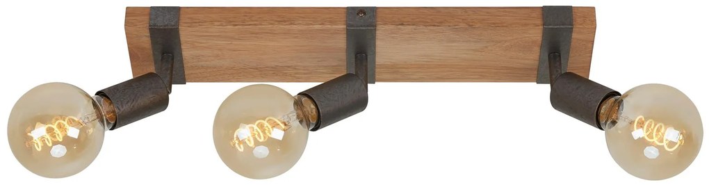 Faretto decorativo senza fonte luminosa WOOD in acciaiolegno marrone E27  3 luci
