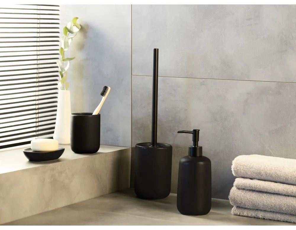 Portaspazzolino nero opaco in ceramica Olinda – Allstar